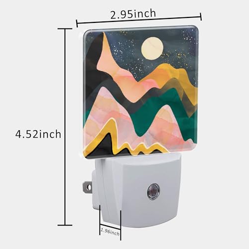 Image of Plug in Night Lights Abstract Mountains Night Sky and Moon Nightlight Plug Into Wall Dusk to Dawn Sensor LED Night Light for Kid Girls Boys Room Decor,Hallway,Kitchen,Bathroom,Nursery,Stairs
