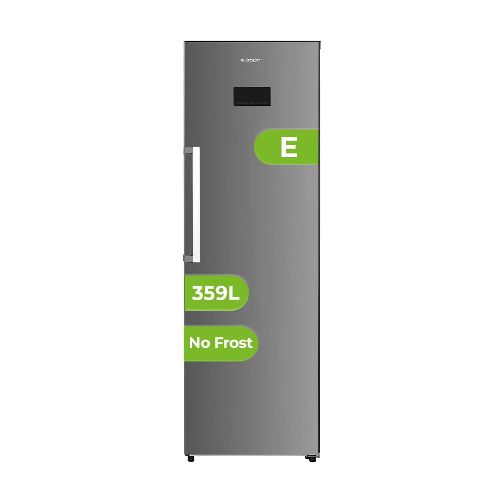 Aspes Refrigerador Inox, 1 Puerta. AR185601ENFDX, Capacidad 359 Litros, No Frost, Multi Air Flow, 40dB, Puerta Reversible, Apertura Tirador, Clase E