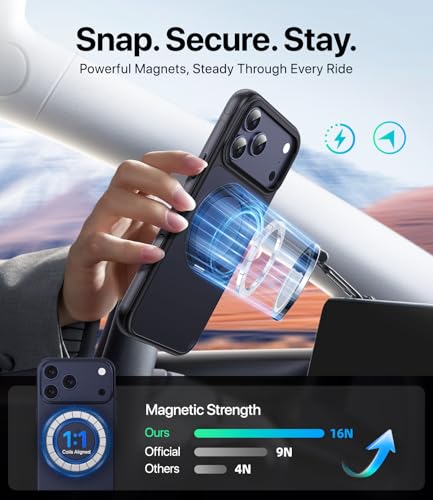 Image of for iPhone 17 Pro Max Case, Compatible with MagSafe, Slim Shockproof Military-Grade Rugged Protective Case with Stand, Camera Control, Comfort Grip (A-Black, iPhone 17 Pro Max)