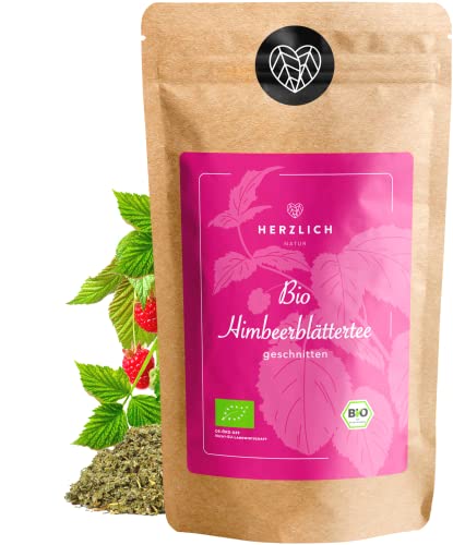 Bio Himbeerblättertee 80g - lose geschnitten 100% naturbelassen Bio-zertifizierter Schwangerschaftstee/Kräutertee | Herzlich Natur