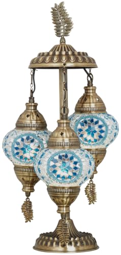 DEMMEX 3-Globe Turkish Moroccan Table Lamp, Tiffany Mosaic Glass Bedside Night Light, Handmade Colorful Mosaic Glass Globes & Antique Brass Finish Base, 21 DEMMEX 3-Globe Turkish Moroccan Table Lamp, Tiffany Mosaic Glass Bedside Night Light, Handmade Colorful Mosaic Glass Globes & Antique Brass Finish Base, 21