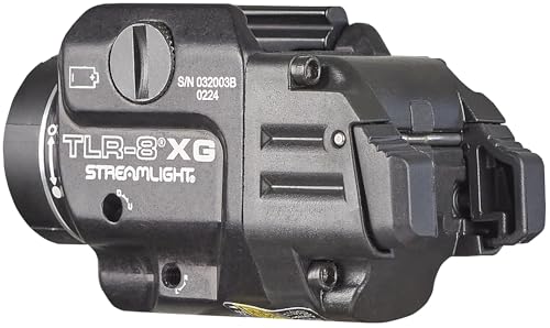 Image of Streamlight 69434 TLR-8A G Flex 500-Lumen Low Profile Pistol Light with Integrated Green Aiming Laser for Select Handguns, Includes Rear Switches, Mounting Kit, and Keys, Black