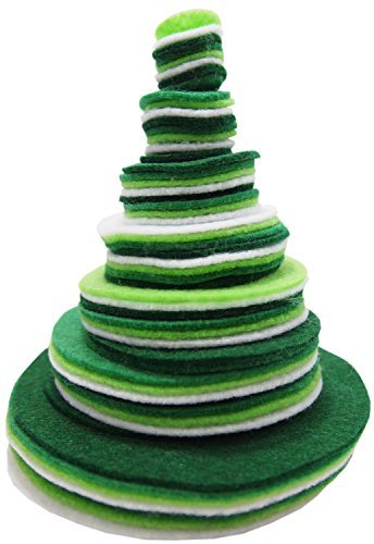 Image of Playfully Ever After Green, Dark Green, Light Green & White Craft Felt Circles (Mixed Size Pack - 56pc)