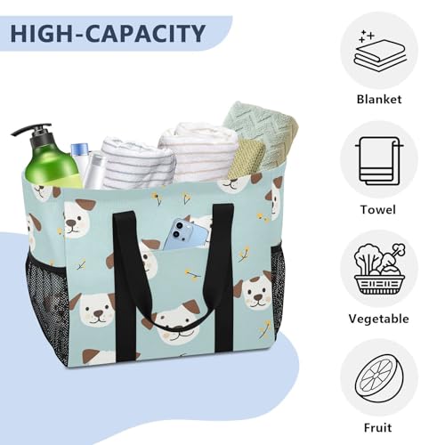STAYTOP Cute Cartoon Puppy Large Beach Bags for Women & Men,Waterproof Sandproof Beach Tote Swim Pool Bag for Pool Gym Grocery Travel4