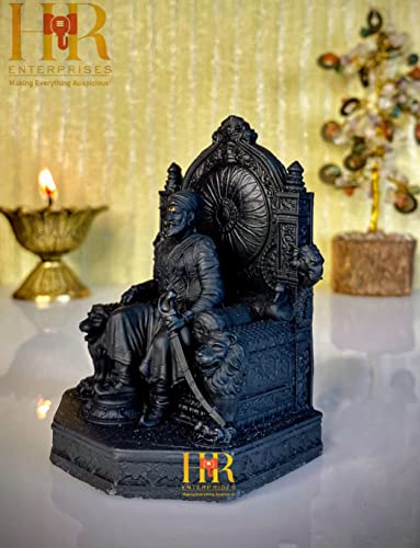 Image of HR Enterprises -(SM 301 Chhatrapati Shivaji Maharaj Statue | Premium Shivaji Murti for Home & Office Decor | Ideal Gift & Car Showpiece | Elegant Black Sculpture