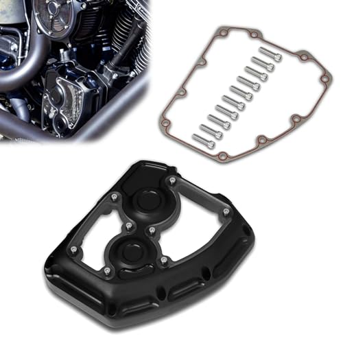 CNC Clarity Black Cam Cover for Harley Davidson Twin Cam Engine Softail Fat Boy Dyna 2001-2017 Touring Road King Street Glide FLHX 2006-2016 (All Black)