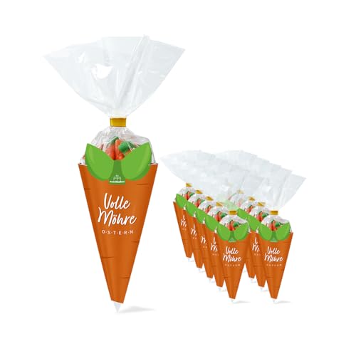 Volle Möhre Candytüte Fruchtgummis 120g | Geschenk zu Ostern | Für das Osternest und die Ostersuche | Oster Dekoration zum Backen | Für Kinder und Erwachsene