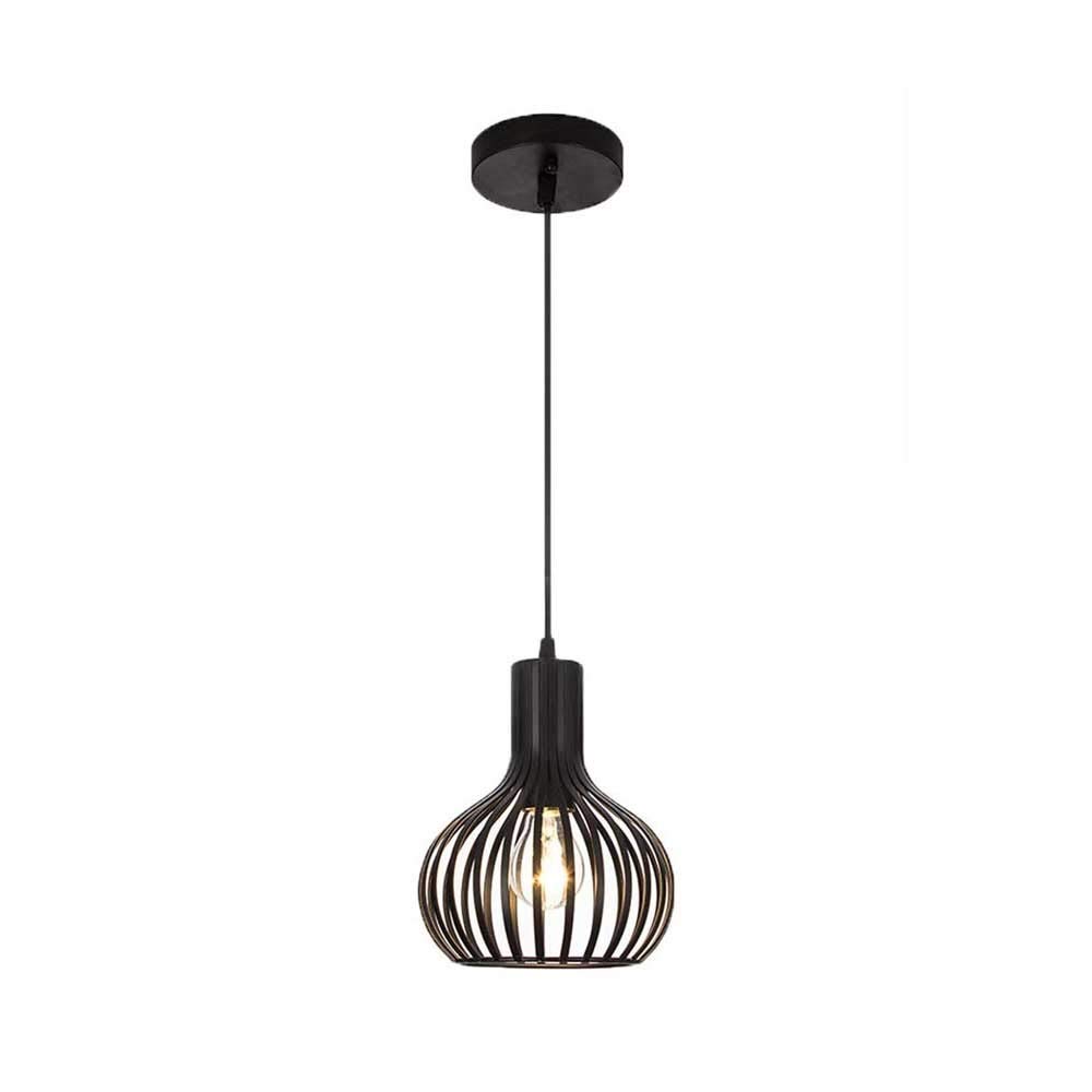 SXECAEPS Modern creative chandelier Simple American Retro E27 Cage Metal Pendant Lamp Creative Wrought Iron Hollow Lamps Industrial Ceiling Hanging Light Fixture for Kitchen Island B