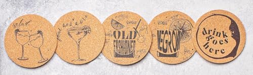 Image of SpeedX Home Bar Essentials - Set of 2 Wooden Coasters Sustainably Harvested Wooden Wine Corks