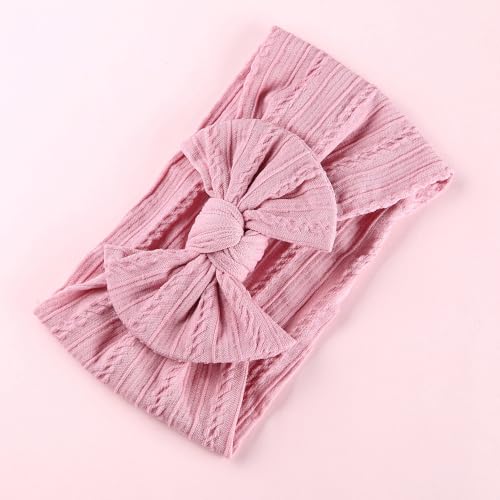 Baby Girls Bows Headband Toddler Soft Stretchy Nylon Hair Band with Hair Bow Photo Shower Party Hair Accessories for Newborn Infant (Heart-light pink, stretchy)2