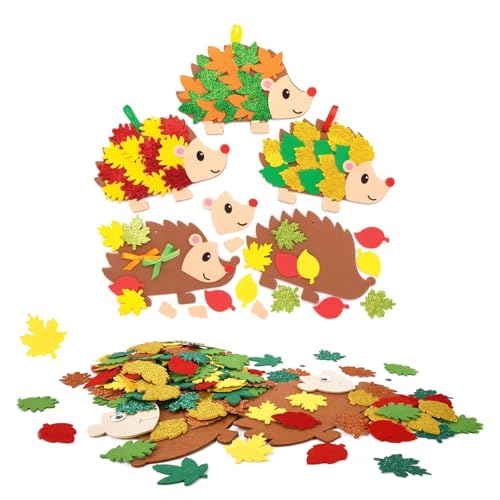 JSRHEEM Juego de manualidades de Halloween con erizo, juego de 6, manualidades creativas de goma espuma con pegatinas, decoración para fiesta de Halloween, niños, niños y niñas (GJ-CW)
