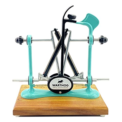 Warthog V-Sharp Elite Knife Sharpeners with Deluxe Wooden Base, 325 Grit Diamond Rods with Adjustable Angles, Professional Knife Sharpener System, Metal Frame Construction, Aqua Sky Warthog V-Sharp Elite Knife Sharpeners with Deluxe Wooden Base, 325 Grit Diamond Rods with Adjustable Angles, Professional Knife Sharpener System, Metal Frame Construction, Aqua Sky