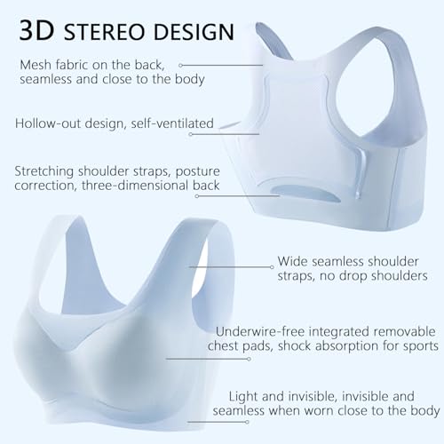 Girls Training Bras Teen Zero Feel Seamless Sports Bras with Removable Padding Bralette and Slightly Lift Back 8-18 Years4