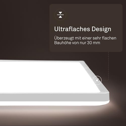 B.K.Licht - LED Deckenlampe mit indirektem Licht, Flach, Neutralweißes Licht, IP44, Panel, LED Lampe, Deckenleuchte, Badezimmer Lampe, Wohnzimmerlampe, Küchenlampe, 98x20x3cm, Weiß