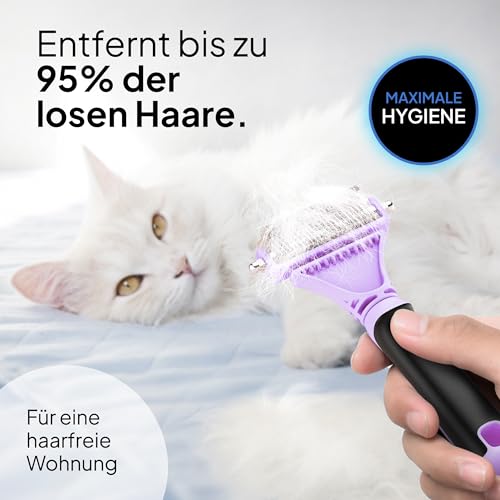 Pretty Paw ® Katzen Bürste für schonende & präzise Haarentfernung I Geeignet als Katzenbürste Langhaar & Katzenbürste Kurzhaar gegen Verfilzungen I Angenehm massierende Unterfellbürste Katze