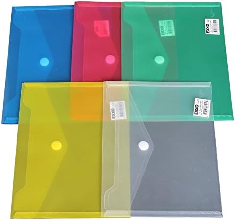 EXXO Dokumententaschen A5 Mit Klettverschluss - 10 Stück Transparente PP-Folien Für Ordner & Sammelmappen
