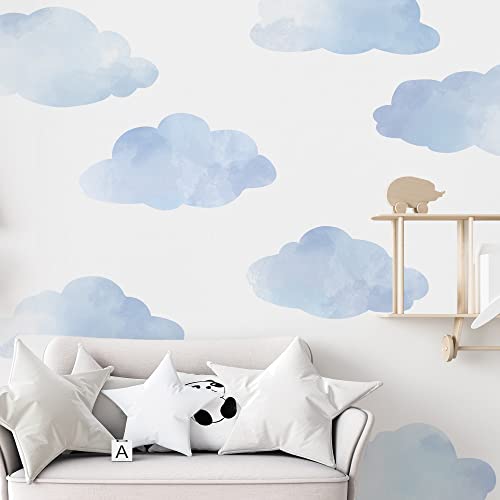 Vinilos Decorativos Nube Acuarela Azul Grande 9 Piezas miniatura 2