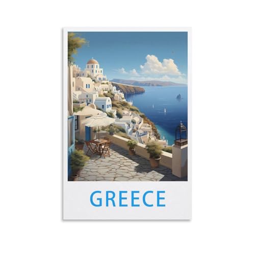 LHJOIUN Poster de voyage vintage de Grèce - 30 x 45 cm - Art moderne