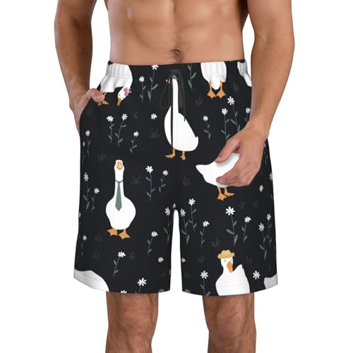 Fashionable Goose Mens Swim Trunks Quick Dry Beach Holiday Party Casual Printed Men Beach Shorts