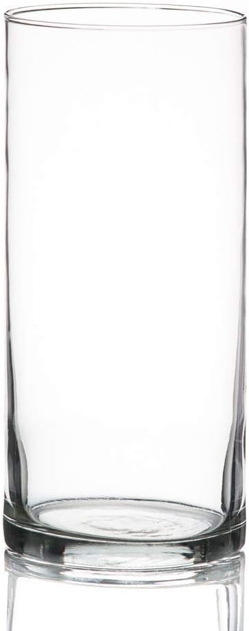 12 Eastland Glass Cylinder Vases 7.5" and 12 Richland Pillar Candles 6" White