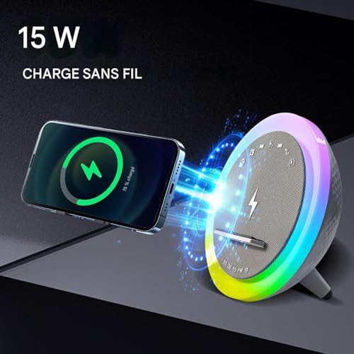 Enceinte avec veilleuse et réveil pour chambre avec charge sans fil