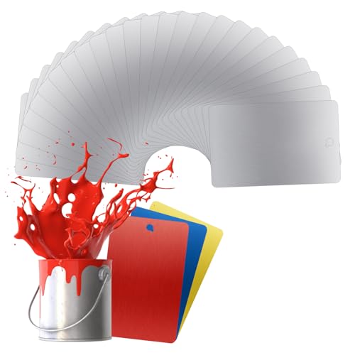 Otoolling 25 Pcs Blank Aluminum Spray Out Cards, 3"x5" Metal Paint Test Panels for Color Matching, Pre-drilled Sample Cards for Automotive Coating, Powder Coating, and DIY Projects