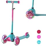 FAYDUDU Patinete para Niños Plegable Patinete de 3 Ruedas LED para Niños 2 a 5 Años Alturas Ajustables Juguetes Niños y Niñas (Verde)