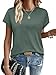 WIHOLL Womens Summer Tops Short Sleeve Sweater Lightweight Crew Neck Shirts Fashion Clothing Cute Tops Travel Outfits Spring Break Essentials Sage Green XL