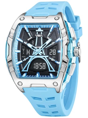 Image of V2A Impact 48mm Analog Digital Watch for Men | 3D Tower Dial Design | Alarm Stopwatch Day Date 12 /24 Hr | TPU Strap | 50M Water Resistant | Gift for Mens