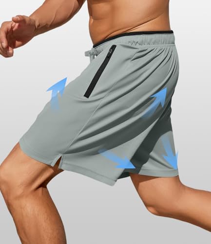 PINSPARK Men's 7" Mesh Quick Dry Athletic Running Shorts w/ Zipper Pockets - image 2