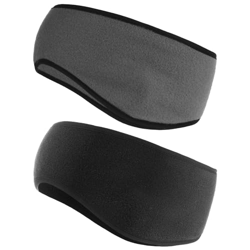 Winter Ear Warmers Headband, 2 Pieces, Black+Grey