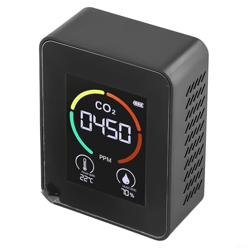 Image of 3-in-1 C-arbon Dioxide Detector with Te-mperature and Humidity Monitor, 400-5000ppm Meter, 2.8 Inch C-olor Screen Air Quality Analyzer, Rechargeable via Type-C for Home Office(Black)