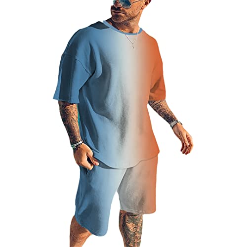 T-shirt imprimé 3D homme avec short décontracté noir blanc ts1387
