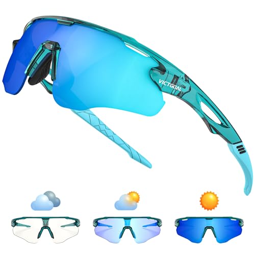 Image of Photochromic Sunglasses for Men Women, Transition Sunglasses for Cycling | Lightweight TR90 Frame, UV Protection, Photochromic Lens, Adjustable Nose Pad, Ideal for Cycling Driving Mtb Running