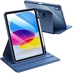 FINTIE Rotating Case for iPad (A16) 11th Generation 11 Inch (2025), iPad 10th Gen (2022) 10.9 Inch – 360 Degree Rotating Case with Clear Back Cover w/Pencil Holder, Auto Wake/Sleep, Navy