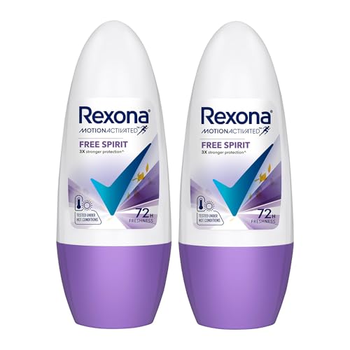 Rexona Motion Activated Roll-On | Free Spirit Underarm Deodorant for Women | up to 72Hr sweat+odour defence | 45 ML (Pack of 2)