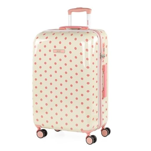 SKPAT - Maletas de Viaje Infantiles Medianas - Maleta Niña 4 Ruedas - Maleta Infantil Niña de Policarbonato - Maleta Viaje Niña Resistente y Ligera - Maletas Infantiles de Marca - Trolley, Color Beige