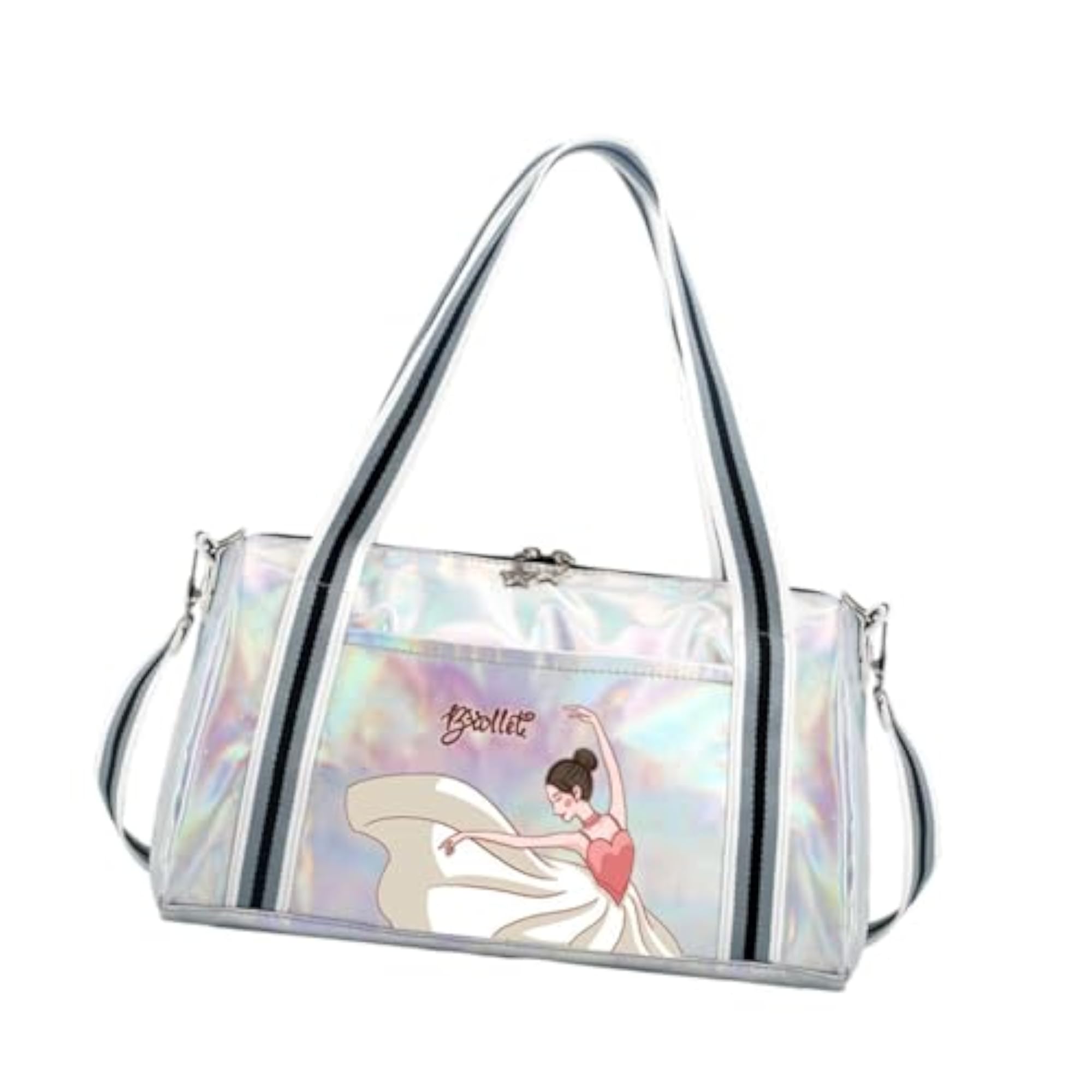 Portable Personal Item Dance Bag for Women, Silver