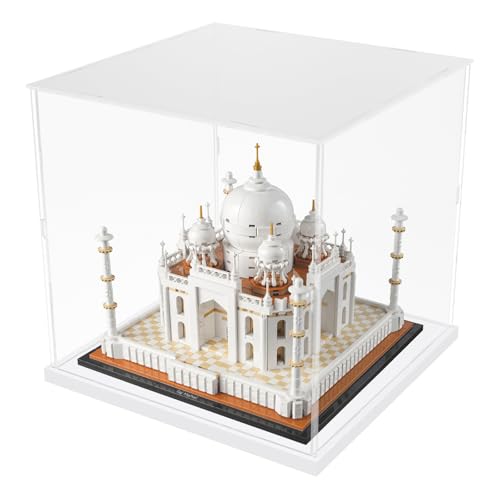 Image of Choowin Acrylic Display Case for Lego Soccer Ball 43019 for Lego Taj Mahal 21056 10266 75318 76261 Thickened Clear Acrylic Display Cases for Collectibles Assemble Dustproof Display Box(White Base)