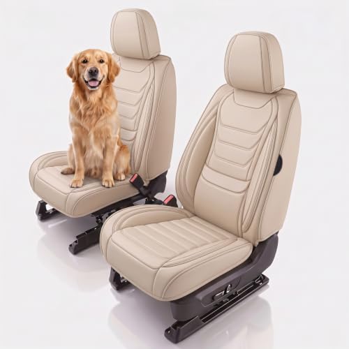 Image of for GMC Terrain 2010-2025 Seat Covers 2P (Beige) | Waterproof car seat cover, anti-slip, breathable. Airbag compatible. Seat heating works. Easy clean. Durable stitching.