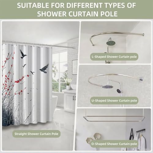 Rideau de douche gris 180x200 en polyester imperméable lavable avec 12 crochets - 6