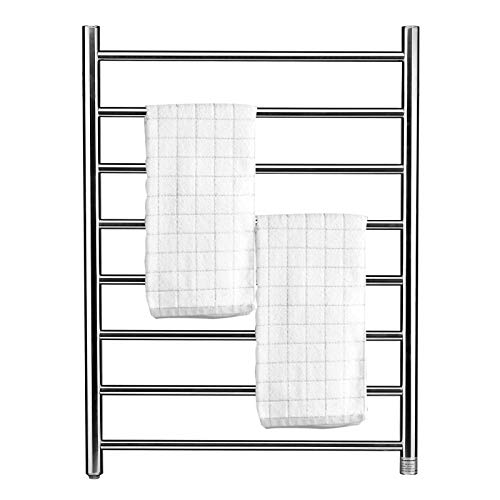 Homeleader Towel Warmer, Stainless Steel Heated Towel Rack 8 Bars, Built-in Thermostat, Wall-Mounted & Plug-in Design, Chrome