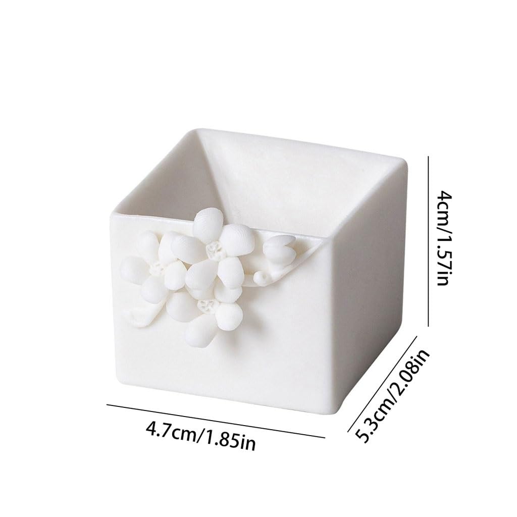 NEBE Conos de Incienso Quemador De Incienso Artesanal con Forma Flor Ciruelo, Un Pequeño Adorno Porcelana Blanca For Uso Doméstico En Mesas Té Interior Quemador de Incienso