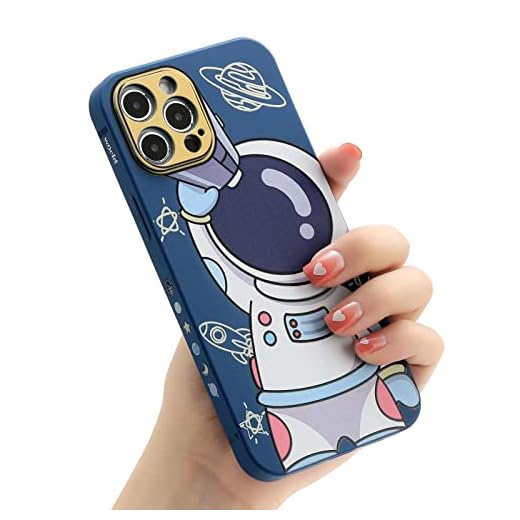 Yonds Queen for iPhone 11 Pro Max Cute Case, Cool Cartoon Astronaut Space Design Stylish Bumper Women Girls Protective Anti-Slip Shockproof Fashion Case (Blue Telescope, iPhone 11 Pro Max)