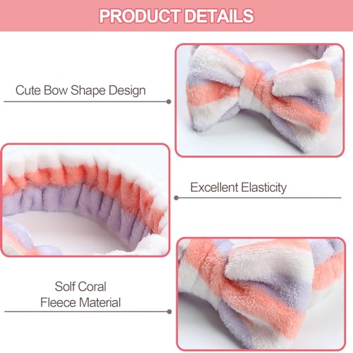 PMELCXD 8 PCS Makeup Headband - Coral Fleece Headbands Upgrade Your Beauty Routine Perfect for Washing Face Applying Makeup, and More! - Image 3
