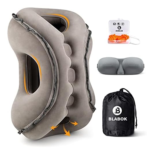 Inflatable Travel Pillow,Multifunction Travel Neck Pillow for Airplane to Avoid Neck and Shoulder Pain,Support Head,Neck,Used for Sleeping Rest, Airplane and Home Use,with Eye Mask, Earplugs,Gray