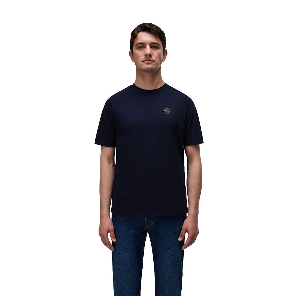 Napapijri Men's S-Badge Ss 1 Undershirt, Navy Blue, L