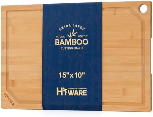 Hiware Bamboo Cutting Board for Kitchen, Heavy Duty Wood Cutting ...