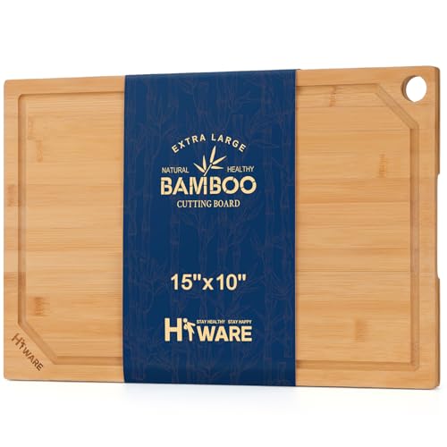Hiware Bamboo Cutting Board for Kitchen, Heavy Duty Wood Cutting ...
