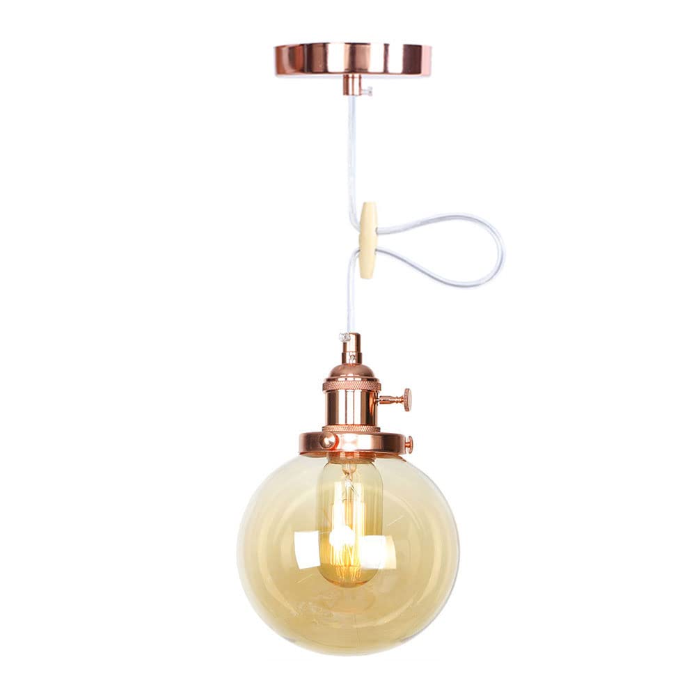 Lámpara colgante de oro rosa para sala de estar y dormitorio E27 8